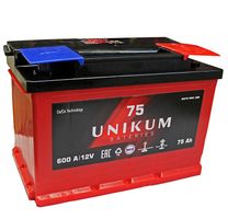 АКБ Unikum о.п.R+ 75a/h Евро B13(нижн.кр)